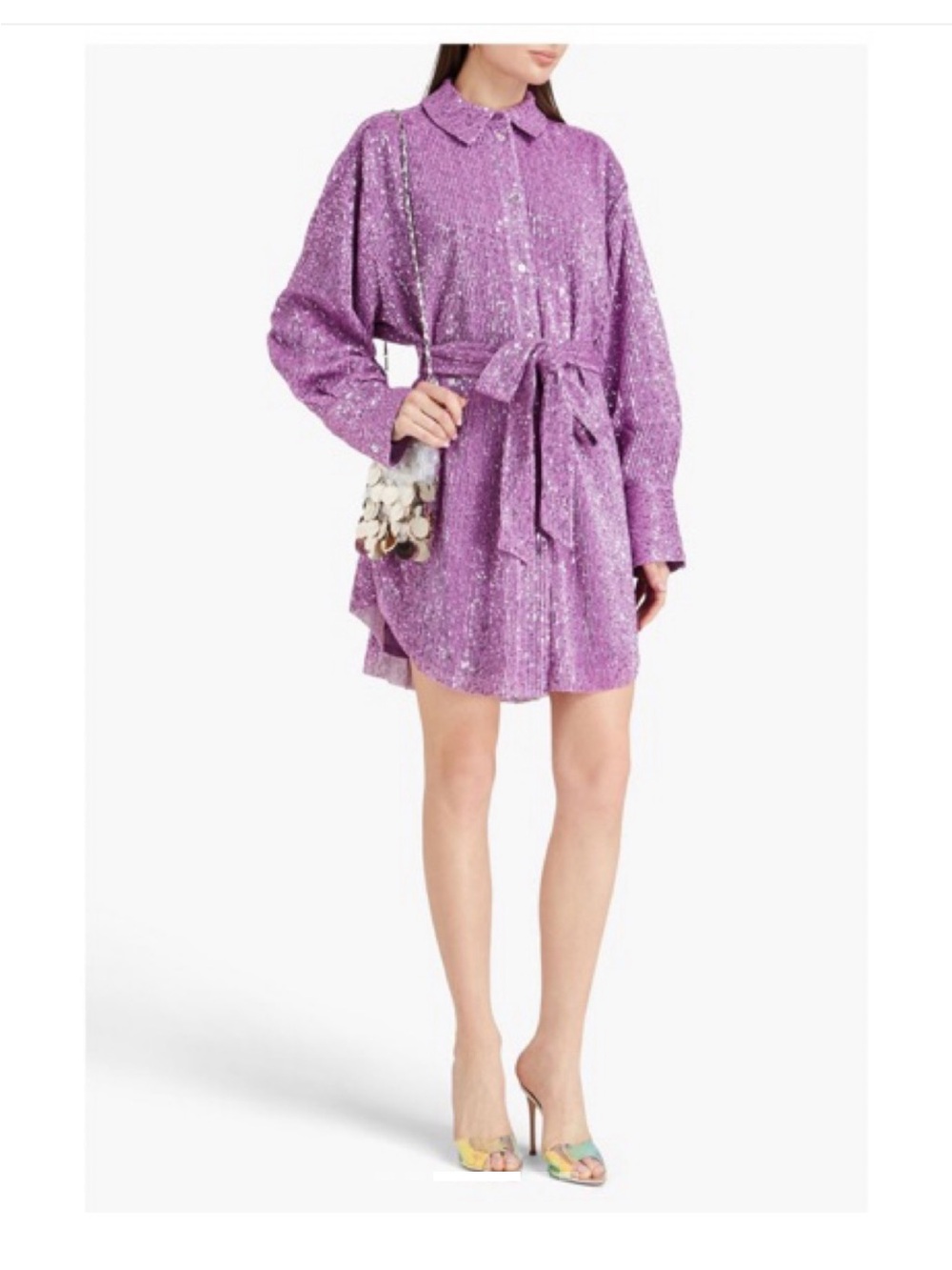STINE GOYA Purple Sequin Shirt Dress - Picture 3 of 3